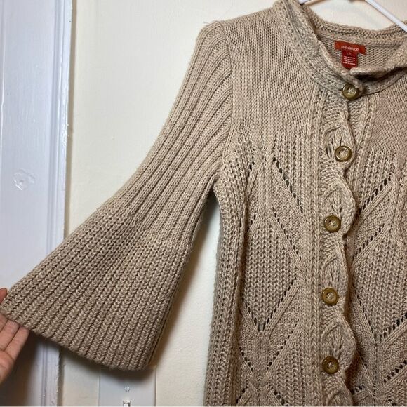 SUNDANCE Alpaca/Acrylic Open Knit 3/4 Sleeve Cardigan Sweater Brown Sz Small - Picture 5 of 12